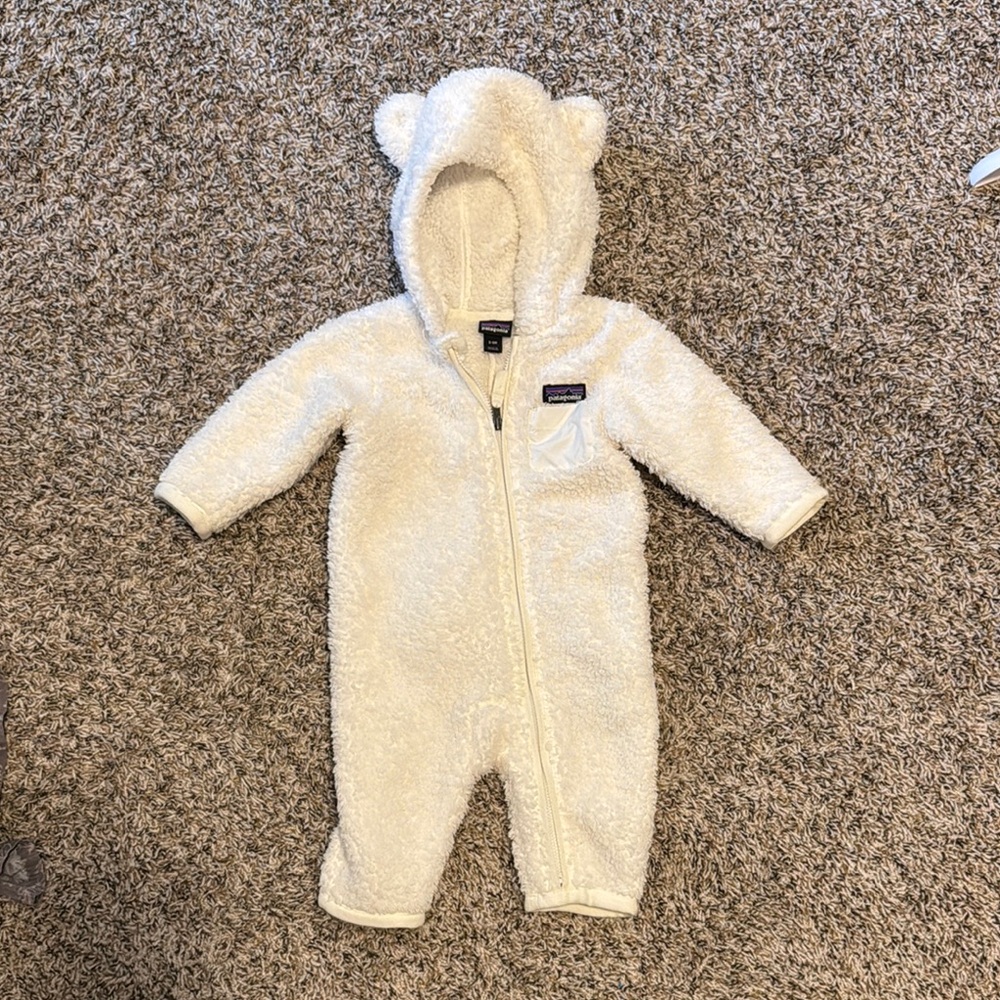 Patagonia White Sherpa One Piece with Bear Ears
